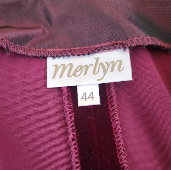 Vintage Velvet Burgundy Wrap Blazer Jacket Ruffle Tie Romantic Victorian 44 - Picture 4 of 9